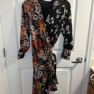 Zara floral wrap dress kimono look